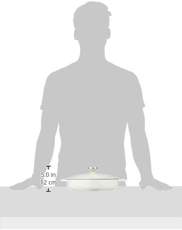 Lodge 3.6 Quart Enameled Cast Iron Round Casserole With Lid– Dual Handles – Oven Safe up to 500° F or on Stovetop - Use to Marinate, Cook, Bake, Refrigerate and Serve – Oyster White
