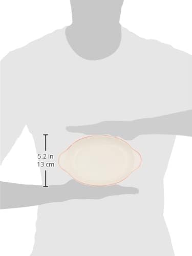 Banko Ware 12477 Oven-safe, Color Line, Oval Au Gratin Dish, Pink Line, Tableware, Pottery, Microwavable, Made in Japan