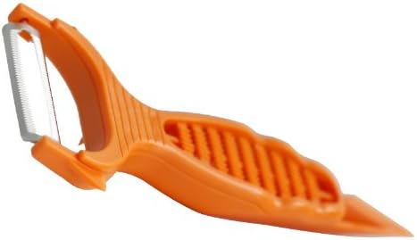 Börner Vegetable Peeler (6-in-1) • Garnishing Peeler with Grater • Multifunctional Peeler for Fruits & Vegetables • Fruit Peeler, Universal Peeler, Potato Peeler • Color: Orange