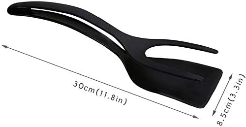 1pcs Multifunctional 2 in 1 Non Stick Bread Egg Turners Cooking Tongs Gadgets For Kitchen Utensils Spatula Cooking Tool(white-Dinosaur Doodle4)