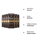 Peet's Coffee, Medium Roast Ground Coffee - Big Bang 63 Ounces (6 Bags of 10.5 Ounces)