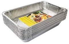 (50 Count) Full Size Deep Steam Table Pans Without Lids | Foil Pans with Lids | Disposable Food Containers for Baking, Freezing, and Storage (21” x 13” x 3”)