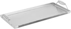 11 x 23 Inch Portable Steel Griddle, Black Rectangle Stovetop Cooking Surface with Heat Resistant Handles, 7 Gauge Polished Steel, Made in USA