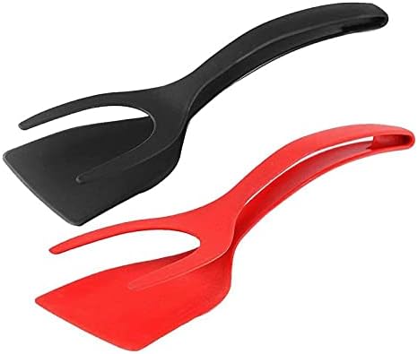 1pcs Multifunctional 2 in 1 Non Stick Bread Egg Turners Cooking Tongs Gadgets For Kitchen Utensils Spatula Cooking Tool(white-Dinosaur Doodle4)