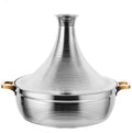 Large Stainless Steel Moroccan Tagine Pot - Non-Stick Casserole with Cone-Shaped Lid & 2 Handles, 30cm/11.8in, Elegant Gold Finish for Authentic Moroccan Cooking