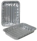 Set of 36 - Small Toaster Oven Disposable Reusable Aluminum Healthy Cooking Broiler Pans with Raised Ridges, 8 3/8"x6 7/8"x1 1/3"