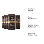 Peet's Coffee, Medium Roast Ground Coffee - Café Domingo 63 Ounces (6 Bags of 10.5 Ounces)