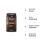Peet's Coffee, Dark Roast Ground Coffee - French Roast 18 Ounce Bag