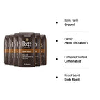 Peet's Coffee, Dark Roast Ground Coffee - Major Dickason's Blend 63 Ounces (6 Bags of 10.5 Ounces)