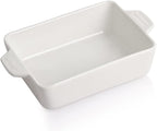 Sweejar Ceramic Baking Dish, Rectangular Small Baking Pan with Double Handles, 20 Oz for Cooking, Brownie, Kitchen, 6.5 x 4.9 x 1.8 Inches(White)