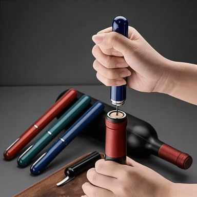 IPEROT Wine Bottle Opener, IPEROT Air Pressure Wine Corkscrew With Cutting Wine Bottle Foil Knife, Effortlessly Open Wine Bottles Without Damaging Corks, Easy-to-Use (Blue)