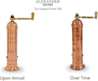 Alexander Home The Original Greek Pepper Mill 9 Inch Tall | European Pepper Mill Grinder with Crank Handle | Manual Pepper Grinder | Peppercorns Refillable - Copper…