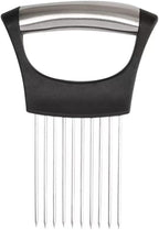 3Pcs onion slicer ，Kitchen Prong Slicer for Vegetables and Meat, Stainless Steel Tines with Safety Handle, Black (3)