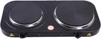 Compact and Portable Countertop Burner- Countertop Double Cast Iron Burner 2000 Watts Electric Hot Plate Temperature Controls Black
