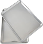 Nordic Ware Naturals Half Sheet Set - USA Made Aluminum Commercial Quality Sheet Pan for Baking or Roasting, Encapsulated Galvanized Steel Rim Prevents Warping, 2pk Half + Lid