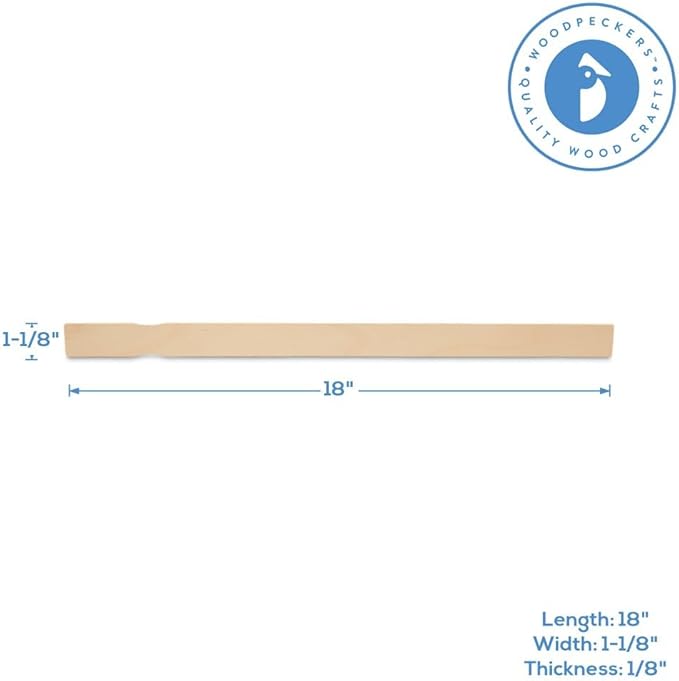 Wooden Stir Sticks 17-3/4 inch, Pack of 100 Paint Stirring Sticks, Craft Sticks Jumbo, Unfinished Wood Sticks for Crafts, by Woodpeckers
