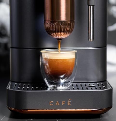 Café Affetto Automatic Espresso Machine + Milk Frother | Built-In & Adjustable Espresso Bean Grinder | One-Touch Brew in 90 Seconds | Matte Black, 1.2 Liter, (C7CEBBS3RD3)