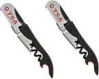 TSA Compliant Corkscrew Bottle Opener, Black Double Hinged, Stainless Steel Wine Key (2 Pack)
