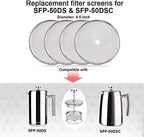 Secura French Press Replacement Screens, Stainless Steel Reusable Mesh Filter for 50 Ounce, 1.5 Liter Coffee Press, 4 Pack