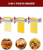 3IN1 Pasta Maker Attachment for All KitchenAid Mixers, Pasta Attachment Includes Pasta Sheet Roller, Spaghetti Cutter & Fettuccine Cutter, with Cleaning Brush