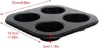 4 Cup Muffin Pan Mold - Non-Stick Cupcake Baking Tray/Tin - Carbon Steel Cake Mould For home, cafe bar and restaurant (Black)