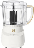 b..eautifull Drew Barrymore 3-Cup Electric Food Chopper, Mini Processor with Glass Bowl, 250W, BPA-Free, Dishwasher Safe, White Icing