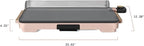 Electric Griddle 12x22 Inch with Backsplash, Nonstick Cooking Surface, Adjustable Temperature Control (Rose)