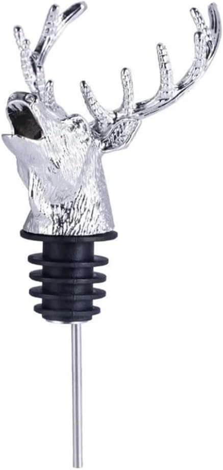 Zinc Alloy Animal Bar Liquor Bottle Pourer Liquor Pour Spout Sdjdhej 1Pcs Deer Head Bottle Tipping Nozzle Silicone Stoppers for Christmas and Halloween Decorations (Deer head)
