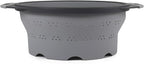 Dexas 8" Collapsible Silicone Colander in Cool Grey, Kitchen Strainer with Handles, 7.2 Cup Capacity | BPA-Free, Heat-Resistant, Space-Saving Kitchen Tool