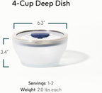 Anyday 4-Cup Microwave Cookware & Glass Container with Glass Lid, Plastic-Free Deep Food Storage | Stackable Airtight Steamer with Vented Lid for Microwave-Safe Reheating, Steaming Vegetables & Rice