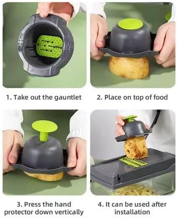 Hand Held 12 in 1 Vegetable Kitchen Gadget, Dark Gray: Includes 12 Separate Variations plus a Free Vegetable Peeler