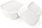 ZENFUN 10 oz Square Bowl Chip & Dip Serving Set, Pocelain Ramekin Bowls with Metal Rack Stand, White Small Serving Dishes, Condiment Serving Tray for Entertaining, Party, Buffets, Christmas