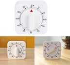 2Pcs White 60-Minute Mechanical Kitchen Timer Clock with Loud Alarm - Wind Up Visual Cooking Clock, No Batteries Required - Ideal for Cooking, Thermometers and Timers, Baking and Kitchen Management