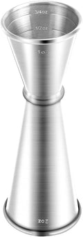 Jigger for Bartending, Briout Double Cocktail Jigger Japanese Premium 304 Food Grade Stainless Steel Jigger 2 OZ 1 OZ with Measurements Inside, Silver