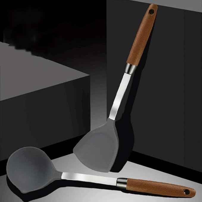 Food Grade Silicone Kitchenware Spatula Wooden Handle Set Kitchen Cooking Tools