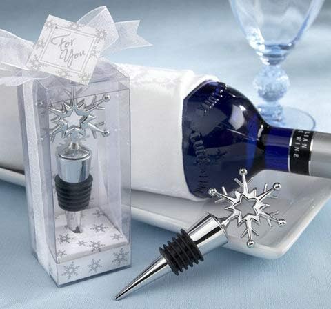 Pack of 3, Alloy Bar Wine Tools Snowflake Shape Wine Beverage Bottle Stoppers with Gift Box for Guests Adults Travel Theme Baby Shower Bridal Shower Party Supplies Engagement Wedding Gift