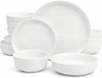 Gibson Home 16 Piece Ceramic Dinnerware Set for 4 – White Plates & Bowls