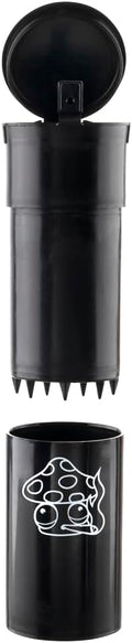 EZ SPLITZ Cap & Crusher - 2-in-1 Herb Grinder with Extra Large Storage - Pop Art Edition (Black)