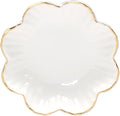 Porcelain Serving Dish,Ceramics Flower Relish Tray with Metallic Rim,Serving Bowls for Wedding,Party Perfect for Small Cereal, Pasta, Salad, Candy and Snacks White 8 inch (8 inch)