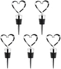 Pack of 5 Heart Shape Stainless Steel Bottle Stopper Love Design Wine Beverage Bottle Stopper Bar Wine Tool