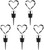Pack of 5 Heart Shape Stainless Steel Bottle Stopper Love Design Wine Beverage Bottle Stopper Bar Wine Tool