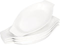 5 x 8 Inch Ceramic Oval Au Gratin Baking Dishes 12 OZ, Set of 4 Banana Split Bowls, for 1 or 2 Person Servings, Bakeware with Handle(10.3 IN) for Kitchen and Home, Oven & Microwave Safe