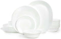 Corelle Vitrelle 38-Piece Service for 12 Dinnerware Set, Triple Layer Glass and Chip Resistant, Lightweight Round Plates and Bowls Set, Winter Frost White