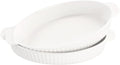 10 x 7 Inch Oval Au Gratin Baking Dishes, Set of 2, Porcelain Baking pan Oven Safe, Roasting Lasagna Pans, for Casserole Dish, Pie Plate, Baking, scalloped potatoes, shepherds pie