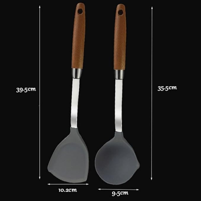 Food Grade Silicone Kitchenware Spatula Wooden Handle Set Kitchen Cooking Tools
