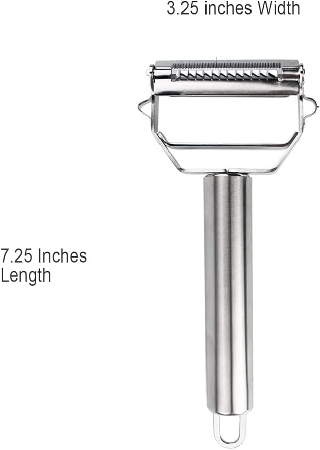 Vegetable Peeler, Julienne Cutter, Slicer, Shredder, Scraper - Fruit, Potatoes, Carrot, Cucumber 7" 3 in 1 Stainless Steel Dual Blade, Commercial Grade