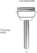 Vegetable Peeler, Julienne Cutter, Slicer, Shredder, Scraper - Fruit, Potatoes, Carrot, Cucumber 7" 3 in 1 Stainless Steel Dual Blade, Commercial Grade