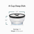 Anyday 4-Cup Glass Food Storage with Glass Lid, Round Deep Dish | Plastic-Free Meal Prep & Microwave Cookware | Stackable Airtight Storage Container with Vented Lid for Microwave-Safe Reheating