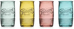 Glaver's Set Of 4 Original Mason Collins Glasses Assorted Colored Drinking Glasses For Juice, Cocktails, Beverage Glass Cups, Hand Wash-In Cold Water (Original Mason Colored 20 OZ)