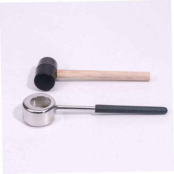 PRETYZOOM 2 Pack Coconut Opener Tool with Hammer Set, Stainless Steel Coconut Puncher with Rubber Mallet, Effortless Fruits Opening Kit for Home